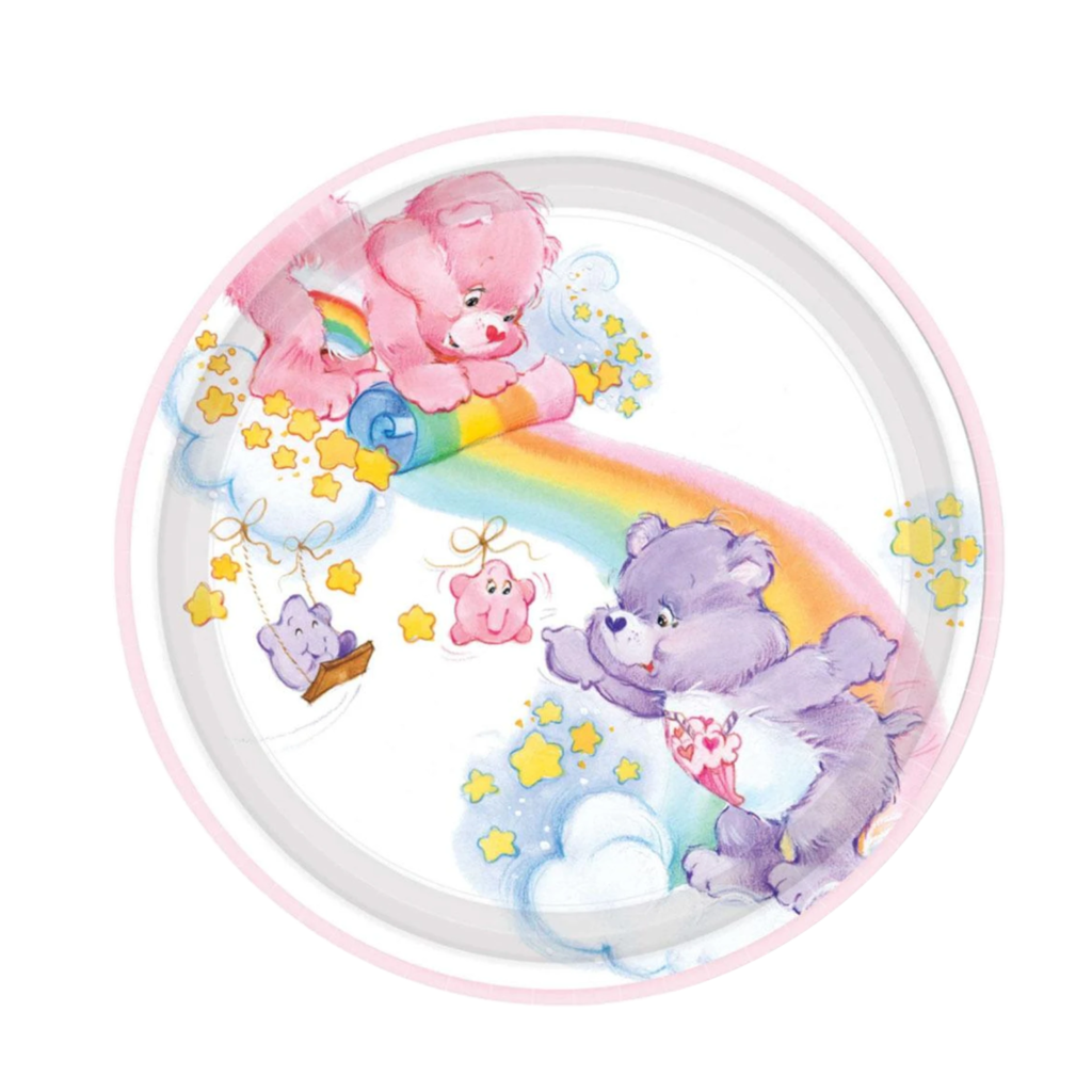 Care bears round plates grumporella toys pty ltd